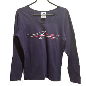 Vintage Adidas blue cotton long sleeve t-shirt XS